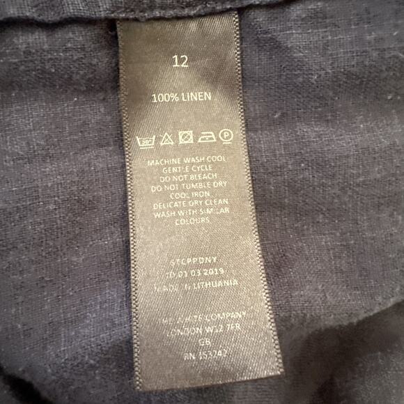 THE WHITE COMPANY Womens Dress 8 Blue Linen Midi Strappy Minimalist Summer Beach - Picture 6 of 10